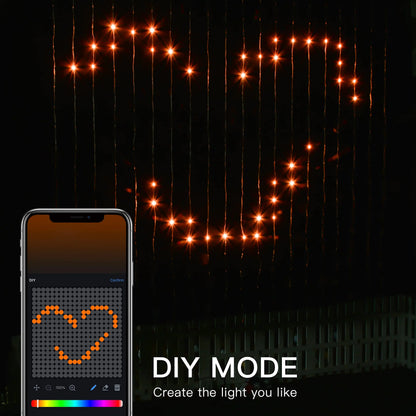 RGB LED Curtain String Lights Bluetooth Programmable