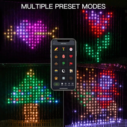 RGB LED Curtain String Lights Bluetooth Programmable